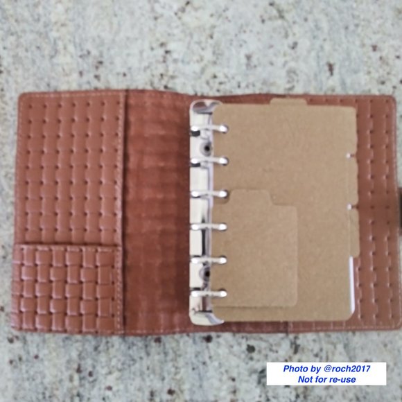 A7 Ring Binder Basket Weave Embossed Leather Planner - Picture 7 of 10